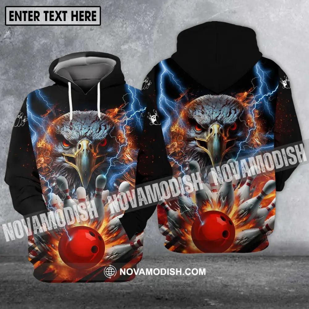 Unisex Shirt - Custom Name Shirt - Team Name Shirt Bowling Eagle Fire Ball Hoodie / S T-shirt