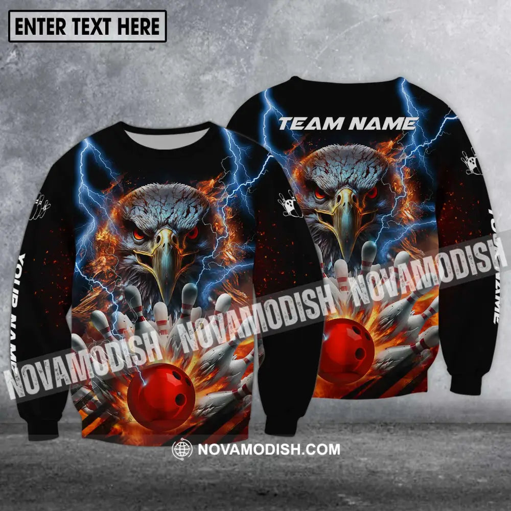 Unisex Shirt - Custom Name Shirt - Team Name Shirt Bowling Eagle Fire Ball Long Sleeve / S T-shirt