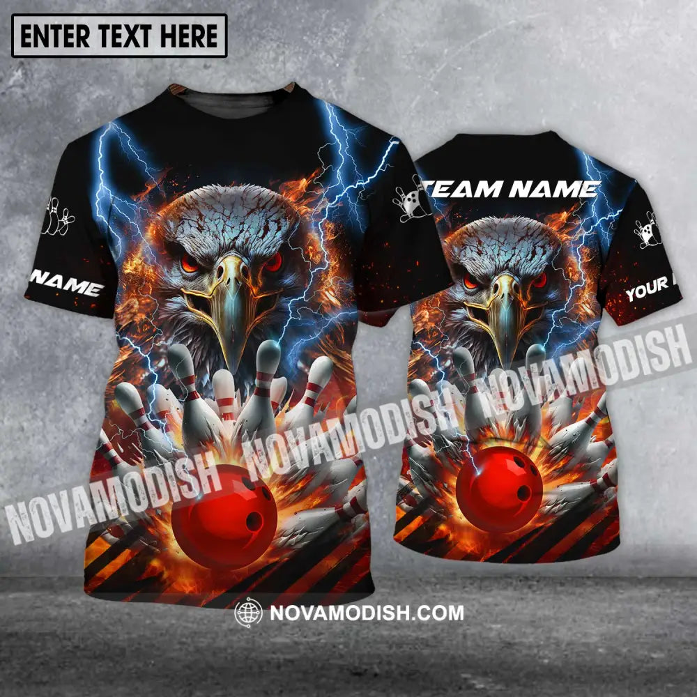 Unisex Shirt - Custom Name Shirt - Team Name Shirt Bowling Eagle Fire Ball T-Shirt / S T-shirt