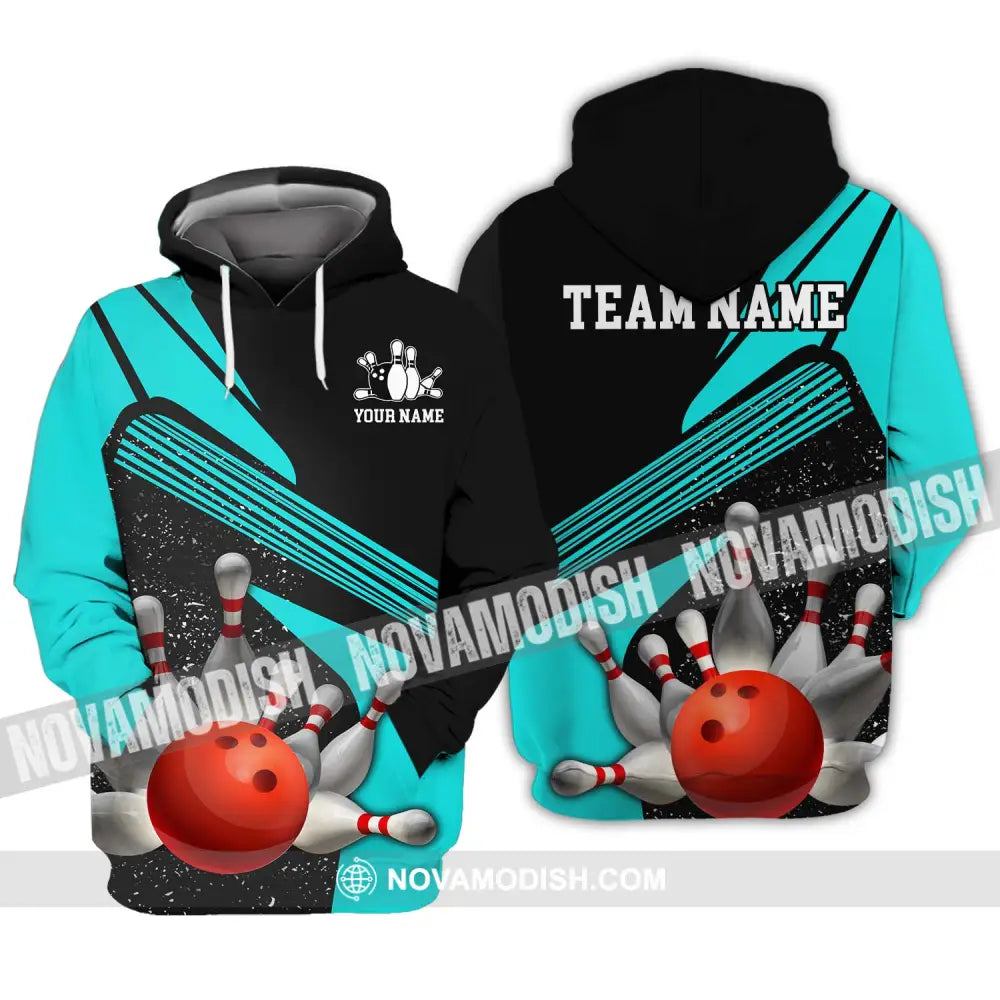 Unisex Shirt - Custom Name Shirt - Team Name Shirt Cyan Bowling Shirt Hoodie / S T-shirt
