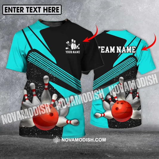 Unisex Shirt - Custom Name Shirt - Team Name Shirt Cyan Bowling Shirt T-shirt