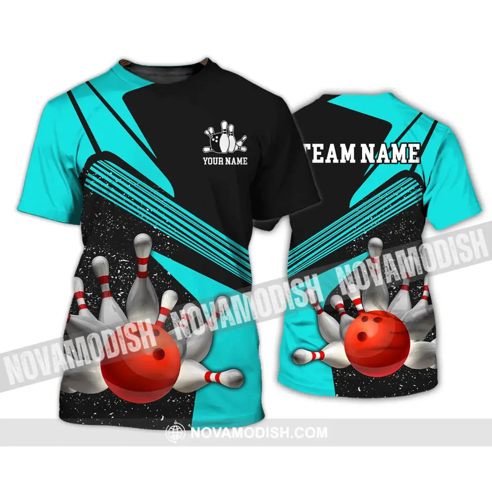 Unisex Shirt - Custom Name Shirt - Team Name Shirt Cyan Bowling Shirt T-Shirt / S T-shirt