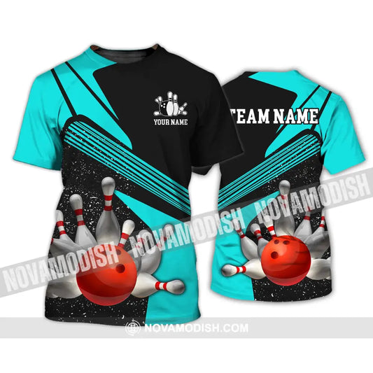 Unisex Shirt - Custom Name Shirt - Team Name Shirt Cyan Bowling Shirt T-Shirt / S T-shirt