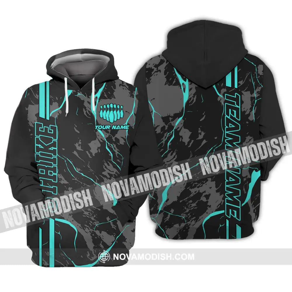 Unisex Shirt - Custom Name Shirt - Team Name Shirt Cyan Strike Bowling Shirt Hoodie / S T-shirt