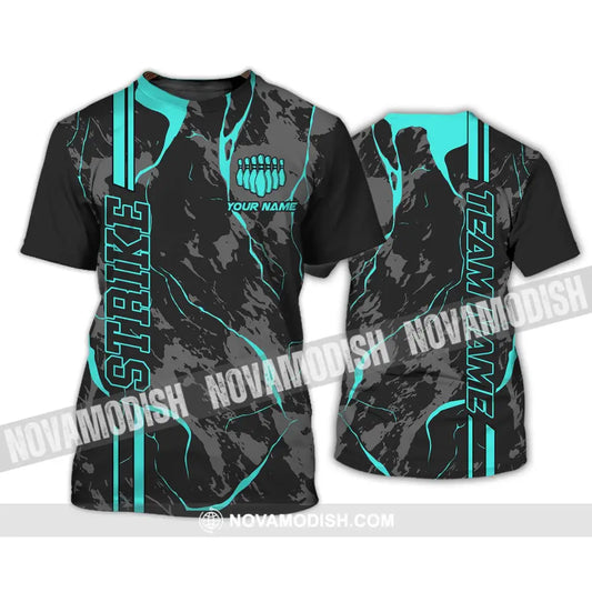 Unisex Shirt - Custom Name Shirt - Team Name Shirt Cyan Strike Bowling Shirt T-Shirt / S T-shirt