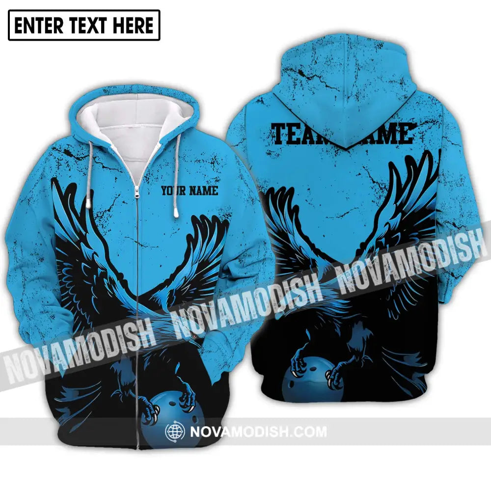 Unisex Shirt - Custom Name Shirt - Team Name Shirt Eagle Bowling Ball Zipper Hoodie / S T-shirt