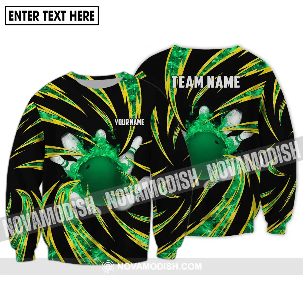 Unisex Shirt - Custom Name Shirt - Team Name Shirt Emerald Bowling Shirt Long Sleeve / S T-shirt