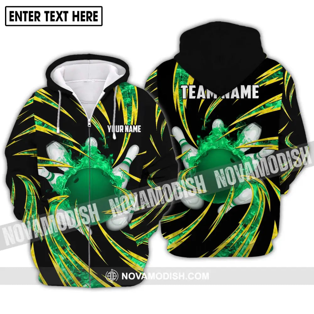 Unisex Shirt - Custom Name Shirt - Team Name Shirt Emerald Bowling Shirt Zipper Hoodie / S T-shirt