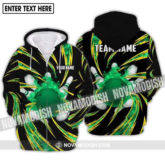 Unisex Shirt - Custom Name Shirt - Team Name Shirt Emerald Bowling Shirt Zipper Hoodie / S T-shirt