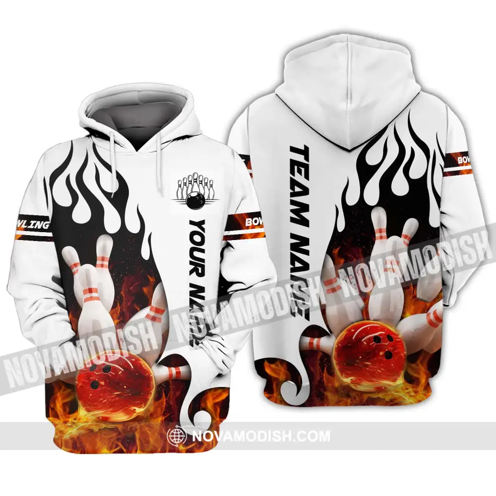 Unisex Shirt - Custom Name Shirt - Team Name Shirt Fire Bowling Ball Hoodie / S T-shirt