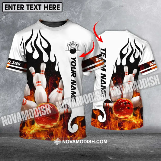 Unisex Shirt - Custom Name Shirt - Team Name Shirt Fire Bowling Ball T-shirt