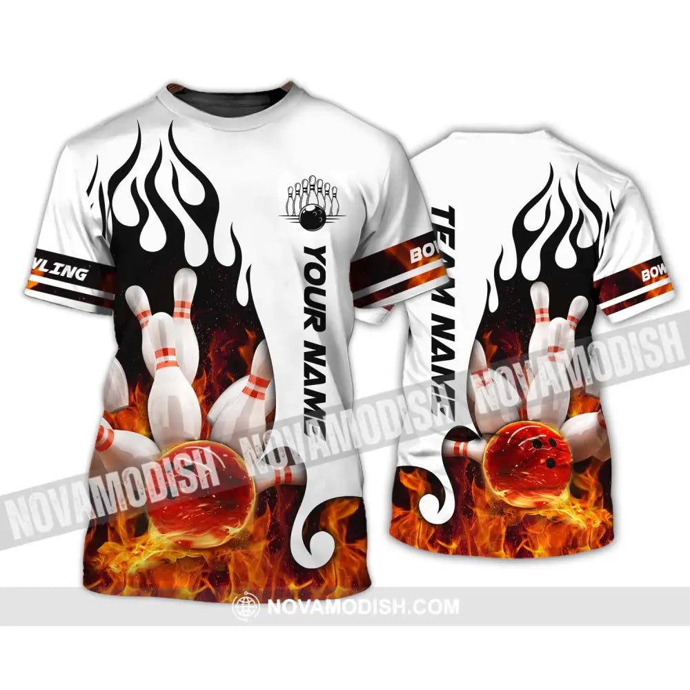 Unisex Shirt - Custom Name Shirt - Team Name Shirt Fire Bowling Ball T-Shirt / S T-shirt