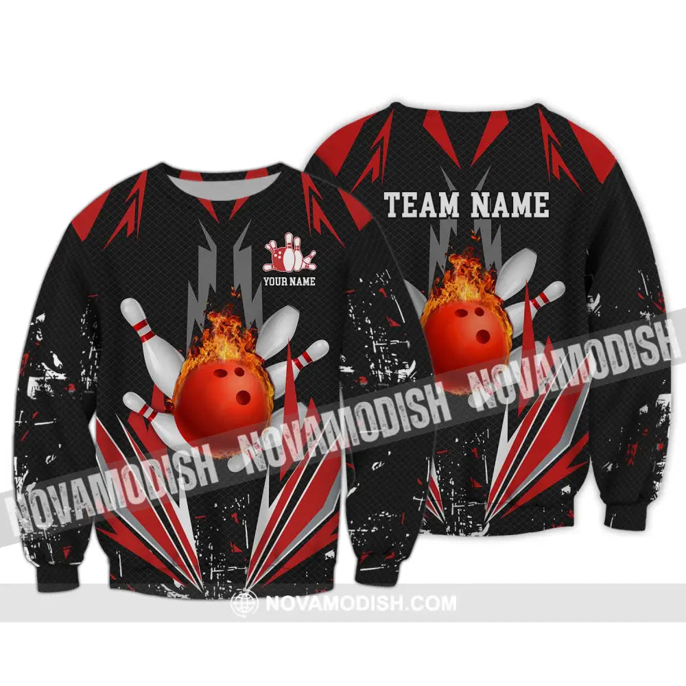 Unisex Shirt - Custom Name Shirt - Team Name Shirt,Fire Bowling Shirt Long Sleeve / S T-shirt