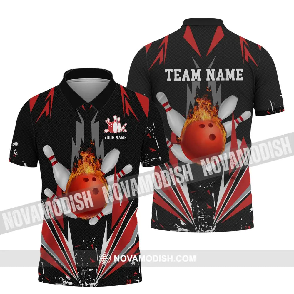 Unisex Shirt - Custom Name Shirt - Team Name Shirt,Fire Bowling Shirt Polo Shirt / S T-shirt