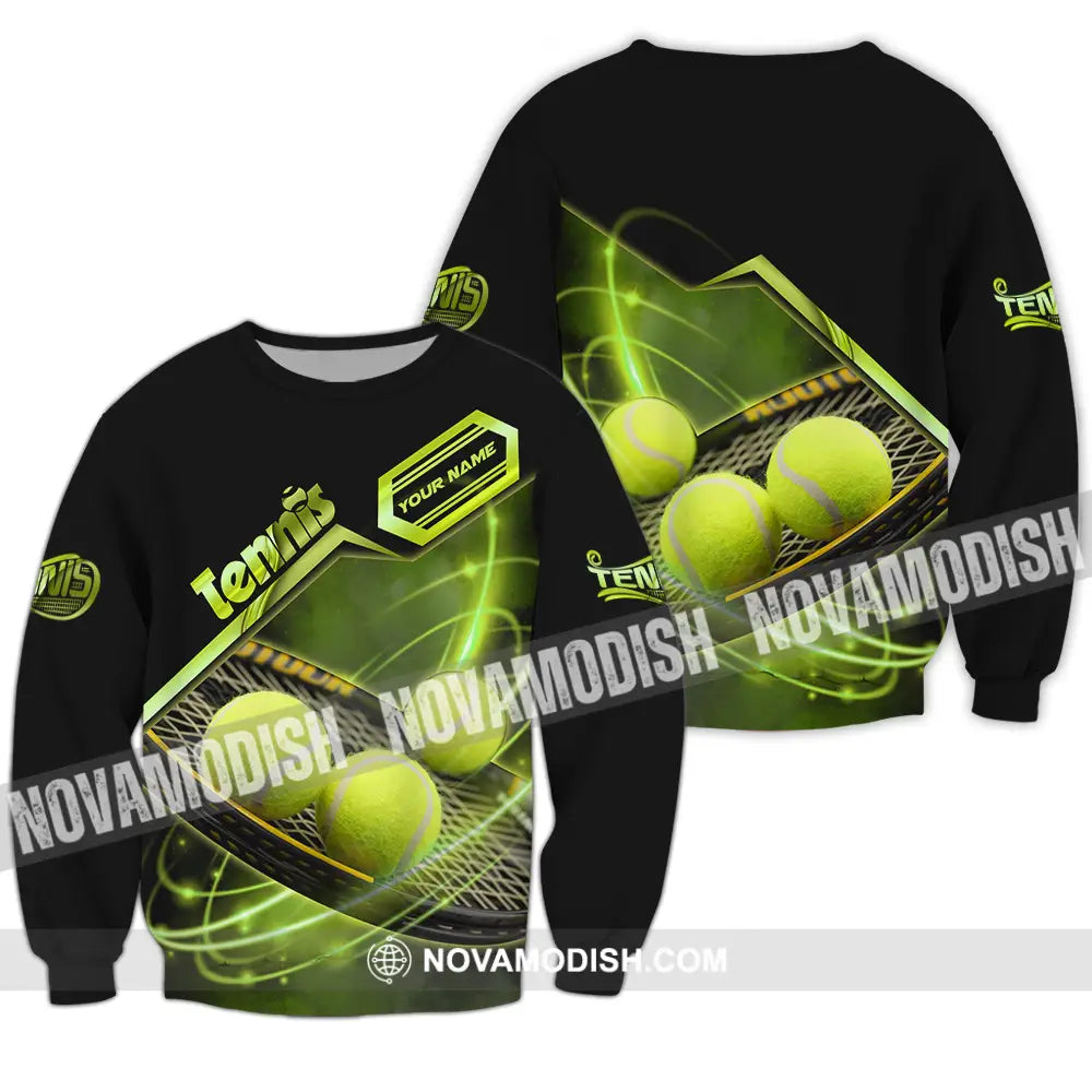 Unisex Shirt - Custom Name Tennis Ball Color Player Shirt Long Sleeve / S T-shirt