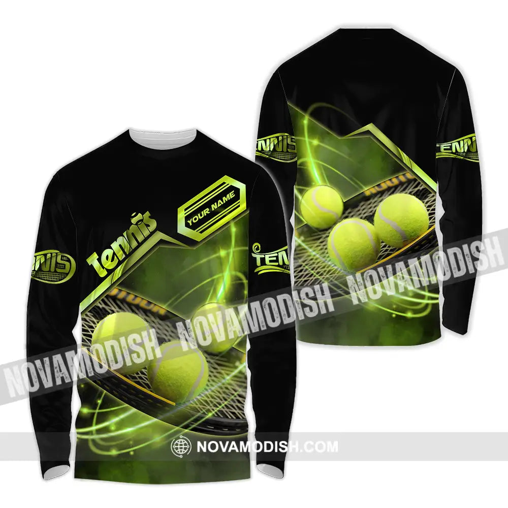 Unisex Shirt - Custom Name Tennis Ball Color Player Shirt Long Sleeve Shirt / S T-shirt