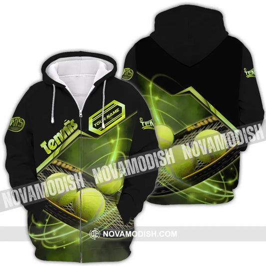 Unisex Shirt - Custom Name Tennis Ball Color Player Shirt Zipper Hoodie / S T-shirt