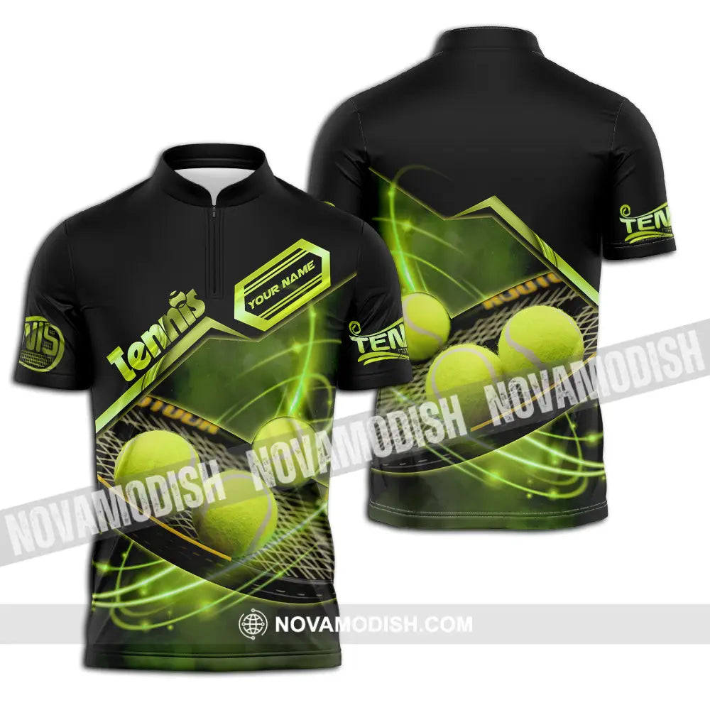 Unisex Shirt - Custom Name Tennis Ball Color Player Shirt Zipper Polo Shirt / S T-shirt