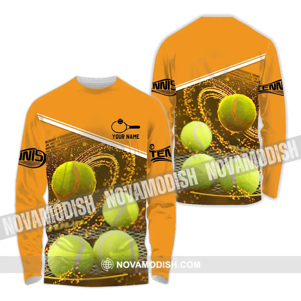 Unisex Shirt - Custom Name Tennis Ball Shirt Long Sleeve Shirt / S T-shirt