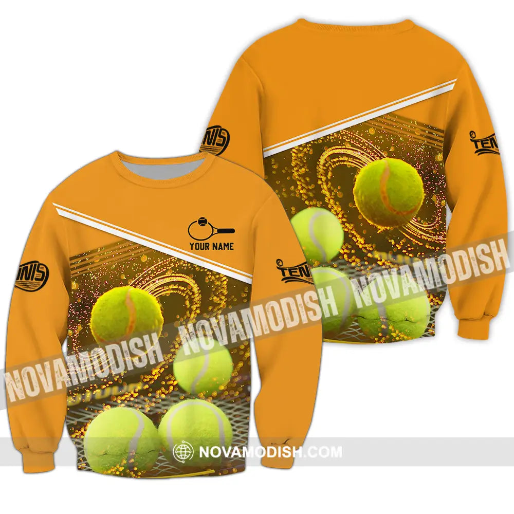Unisex Shirt - Custom Name Tennis Ball Shirt Long Sleeve / S T-shirt