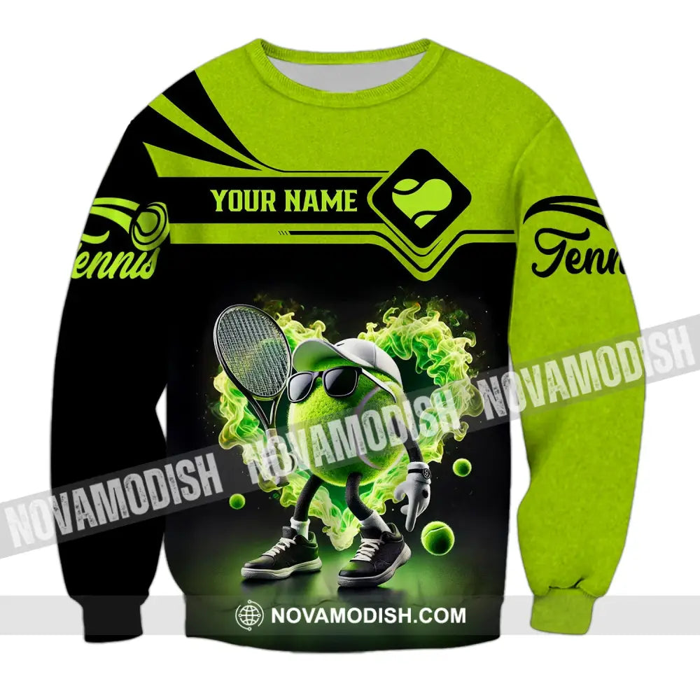 Unisex Shirt - Custom Name Tennis Ball Long Sleeve / S T-Shirt