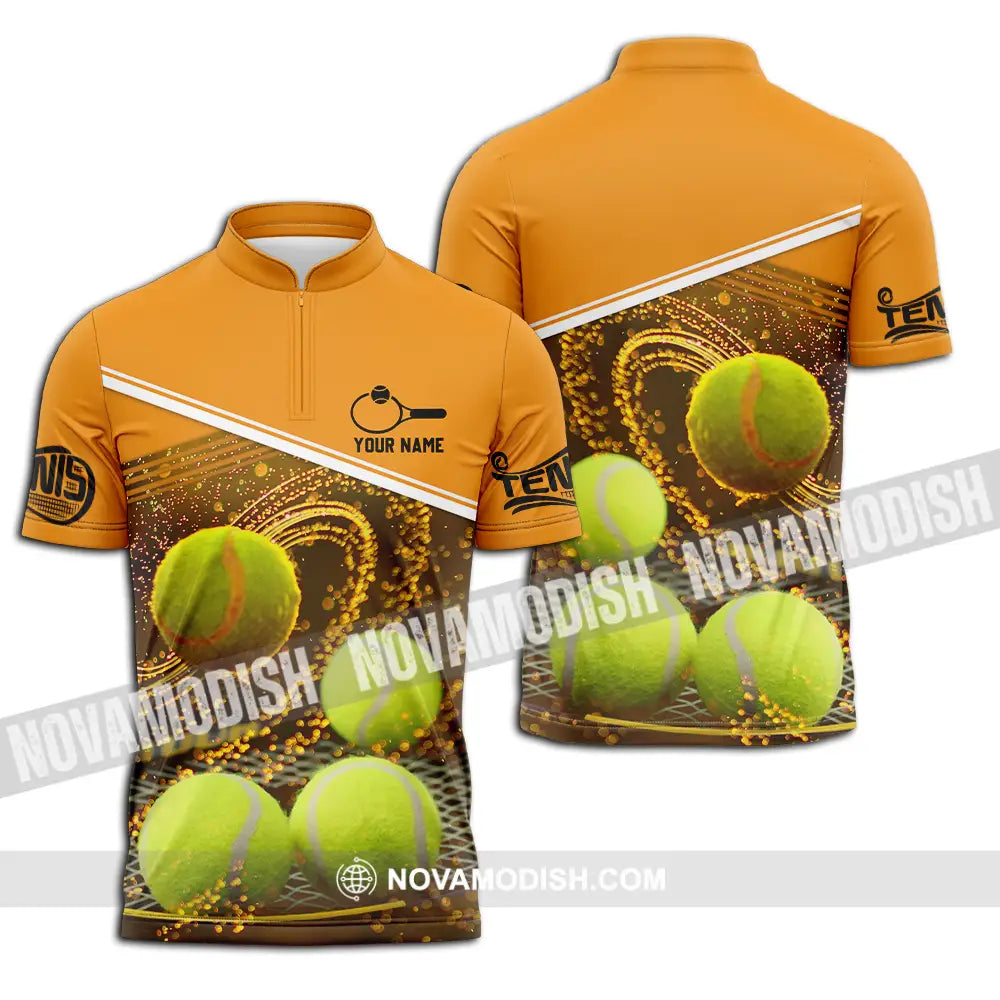 Unisex Shirt - Custom Name Tennis Ball Shirt Zipper Polo Shirt / S T-shirt