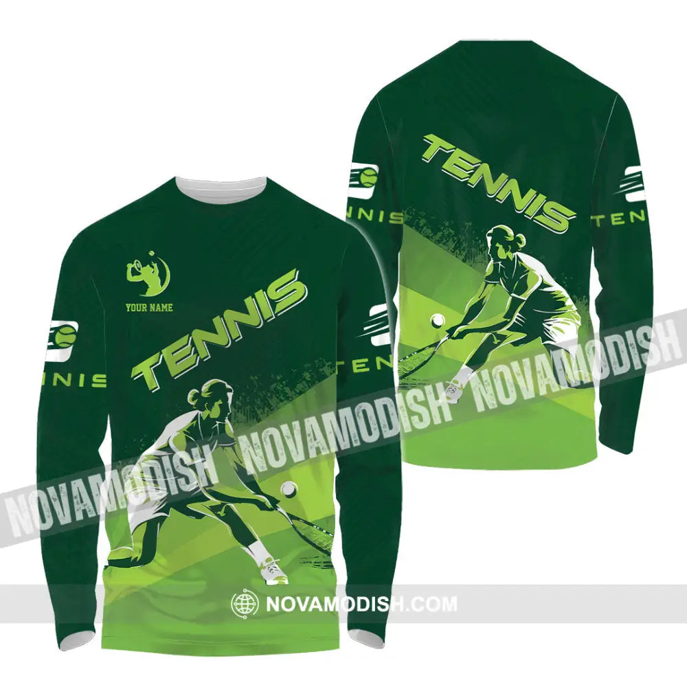 Unisex Shirt - Custom Name Tennis Shirt For Player Green Long Sleeve Shirt / S T-shirt
