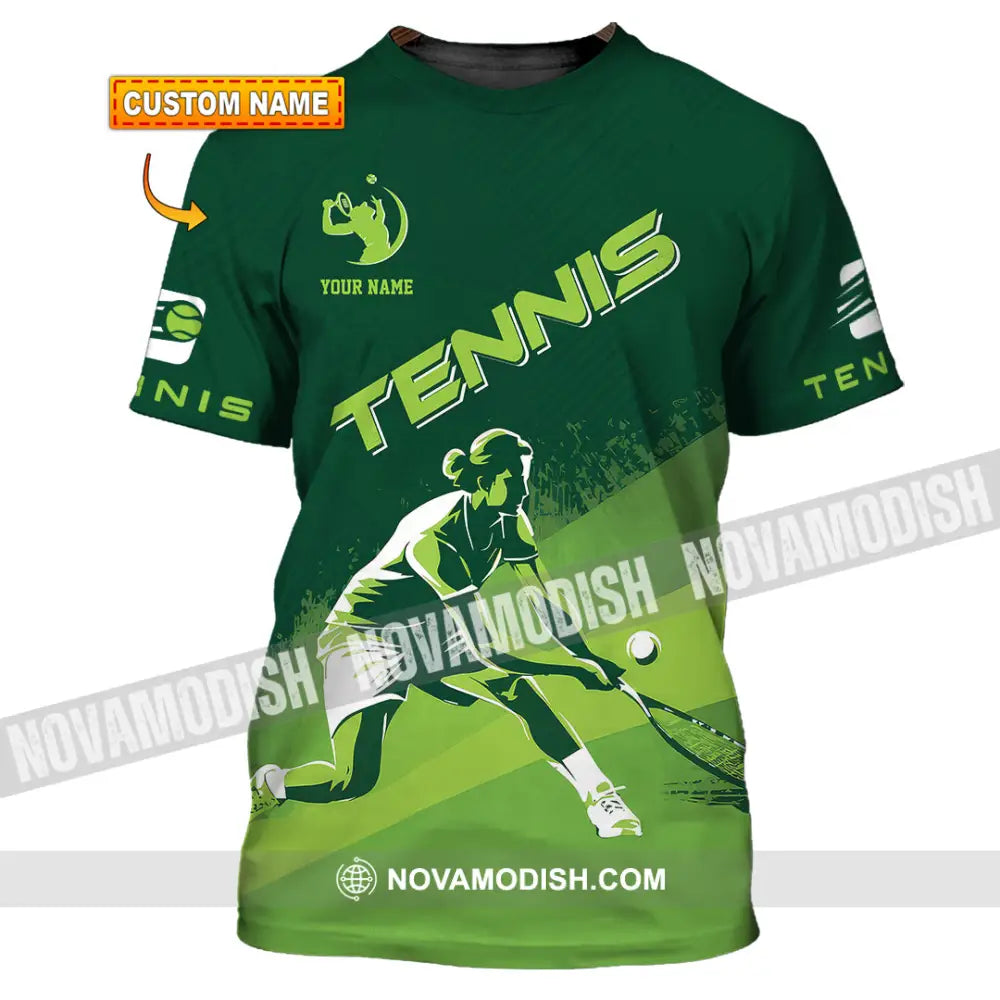 Unisex Shirt - Custom Name Tennis Shirt For Player Green T-shirt