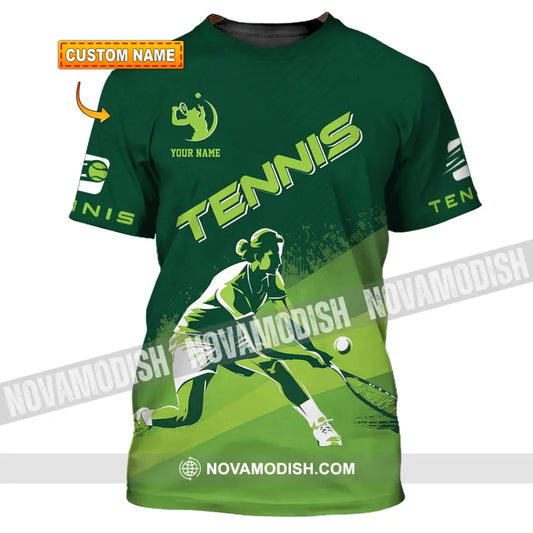 Unisex Shirt - Custom Name Tennis Shirt For Player Green T-shirt
