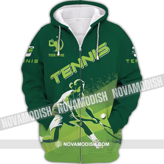 Unisex Shirt - Custom Name Tennis Shirt For Player Green Zipper Hoodie / S T-shirt