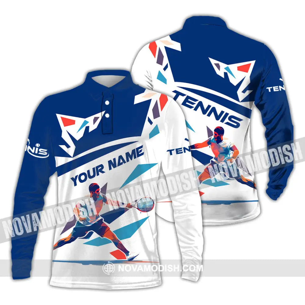 Unisex Shirt - Custom Name Tennis Shirt For Player Long Sleeve Polo / S T-shirt