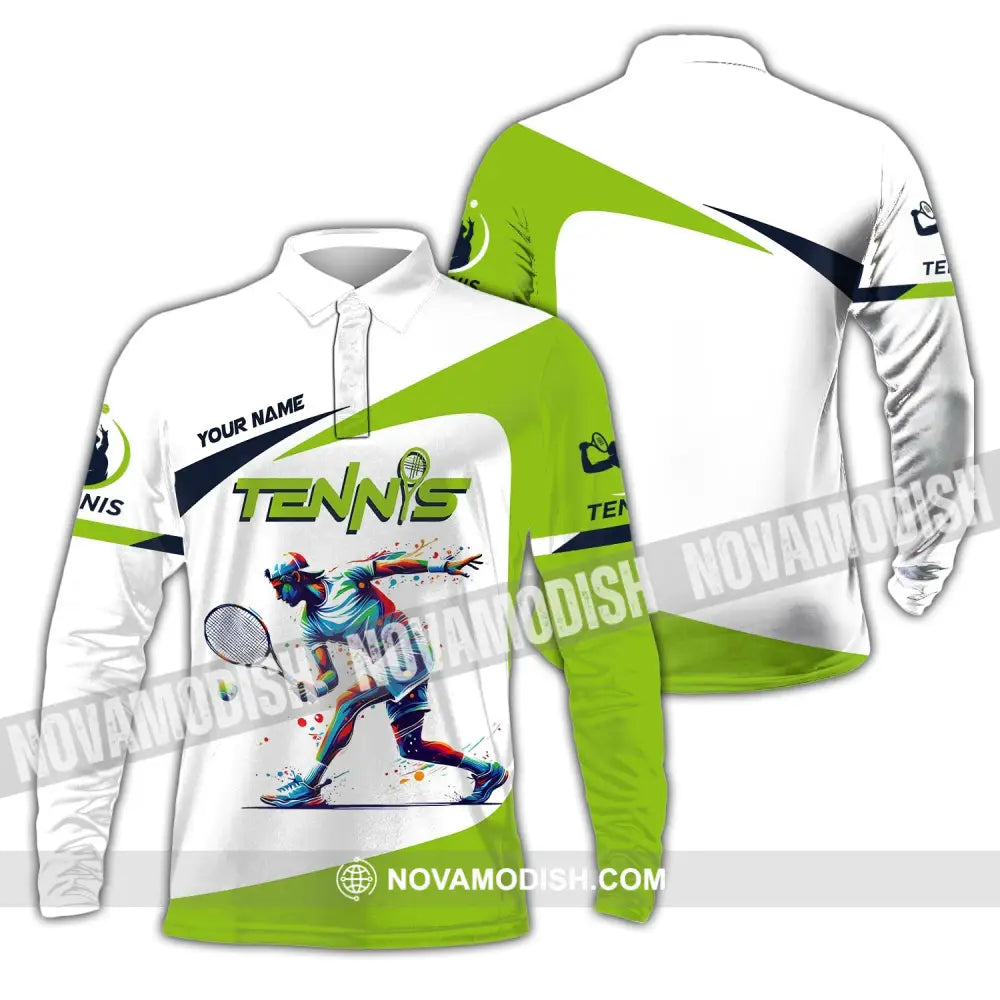 Unisex Shirt Custom Name Tennis Player T-Shirt For Lover Team Uniform Long Sleeve Polo / S T-Shirt