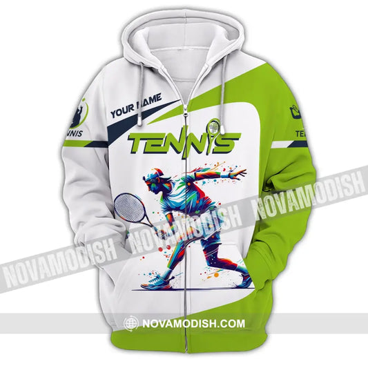 Unisex Shirt Custom Name Tennis Player T-Shirt For Lover Team Uniform Zipper Hoodie / S T-Shirt