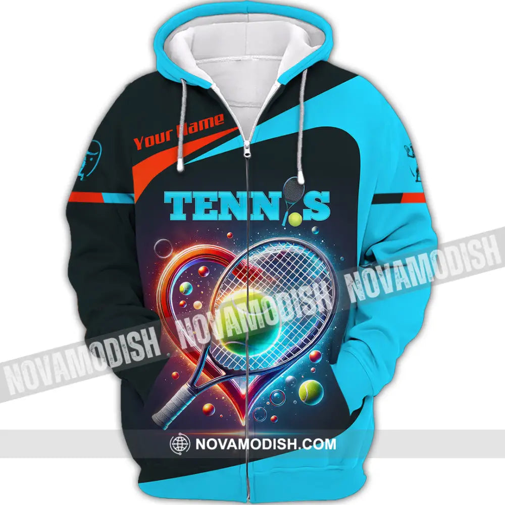 Unisex Shirt Custom Name Tennis T-Shirt Hoodie Long Sleeve Gift For Lovers Zipper / S T-Shirt