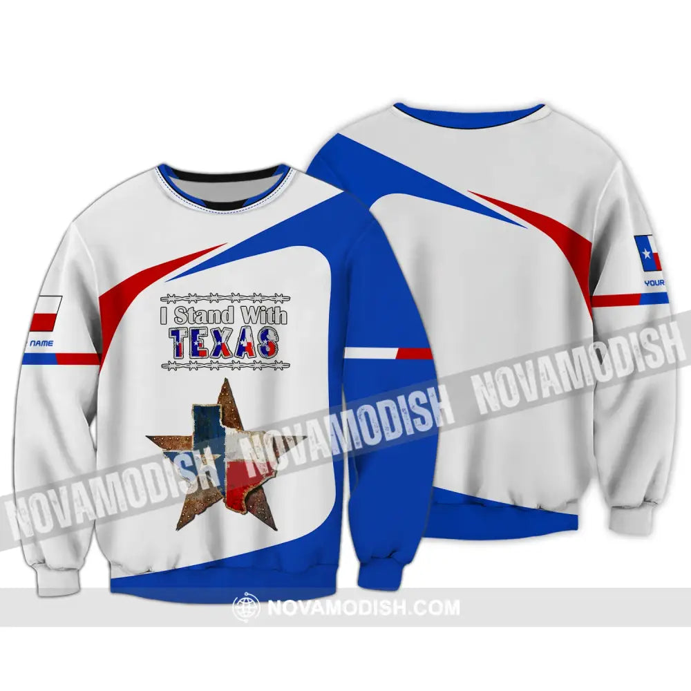 Unisex Shirt Custom Name Texas Cities Shirts I Stand With Long Sleeve / S T-Shirt