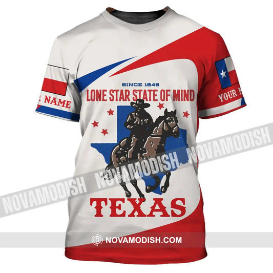 Unisex Shirt Custom Name Texas T-Shirt 1845 Lone Star State Of Mind / S