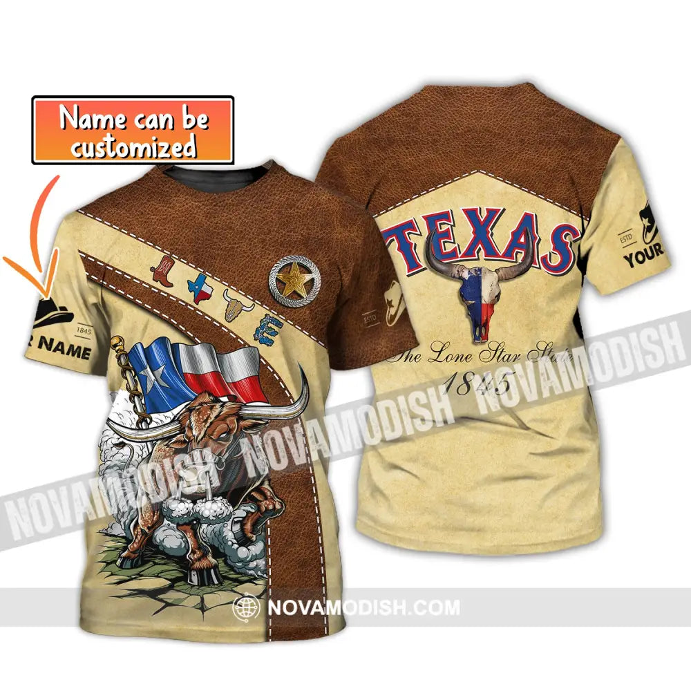 Unisex Shirt Custom Name Texas T-Shirt The Lone Star State 1845