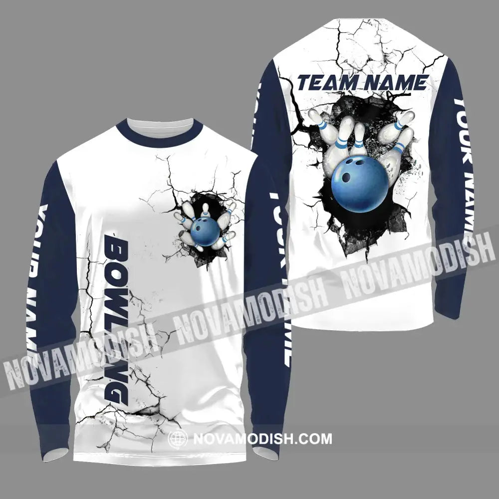 Unisex Shirt - Custom Name The Bowling Player Sport Shirt Cracking Wall Long Sleeve Shirt / S T-shirt