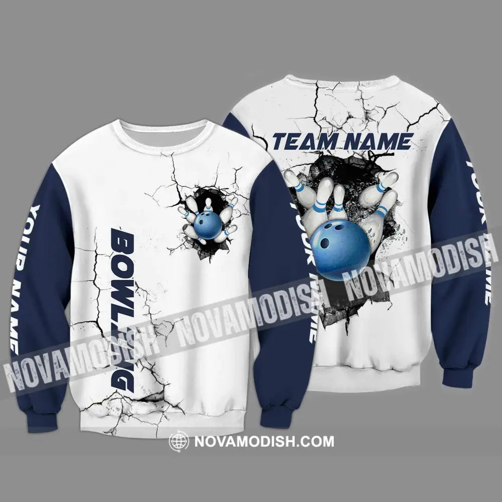 Unisex Shirt - Custom Name The Bowling Player Sport Shirt Cracking Wall Long Sleeve / S T-shirt