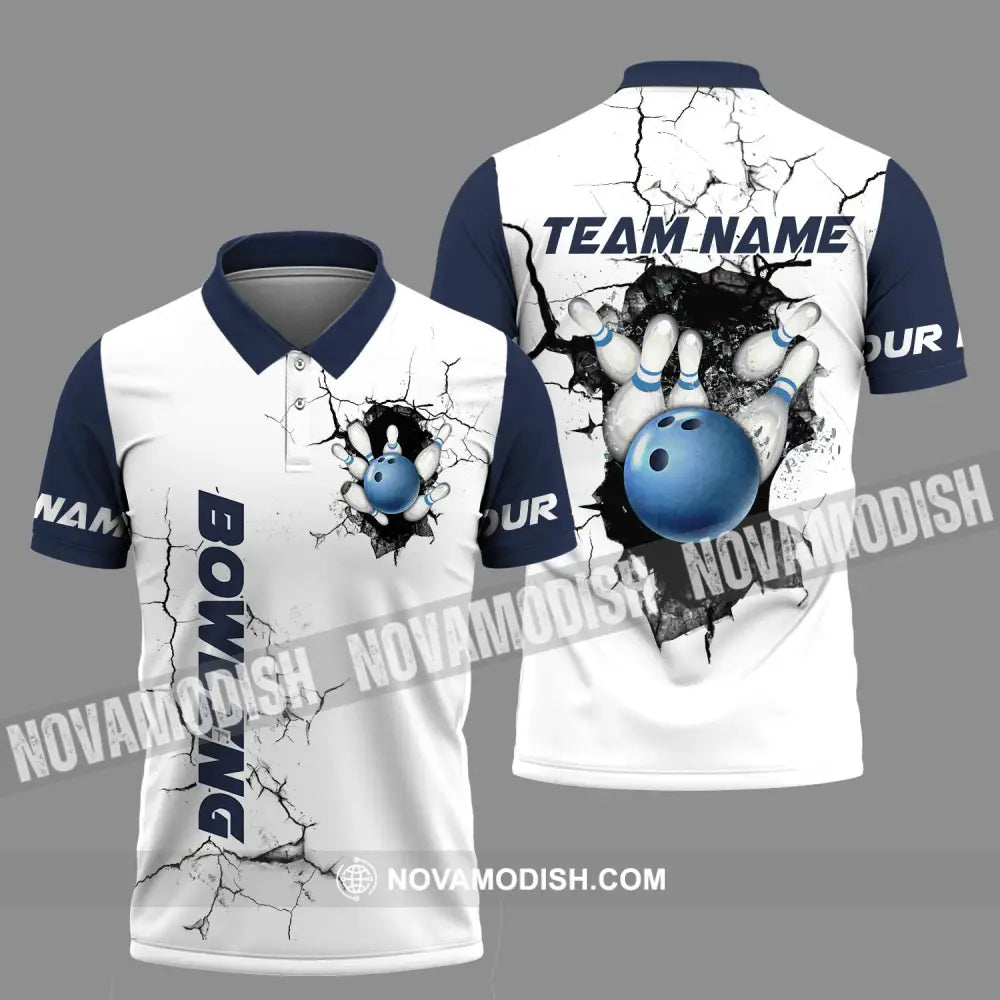 Unisex Shirt - Custom Name The Bowling Player Sport Shirt Cracking Wall Polo Shirt / S T-shirt
