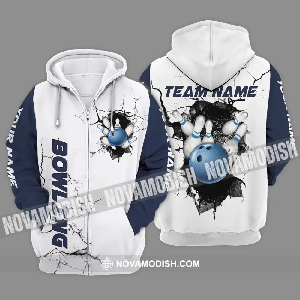 Unisex Shirt - Custom Name The Bowling Player Sport Shirt Cracking Wall Zipper Hoodie / S T-shirt