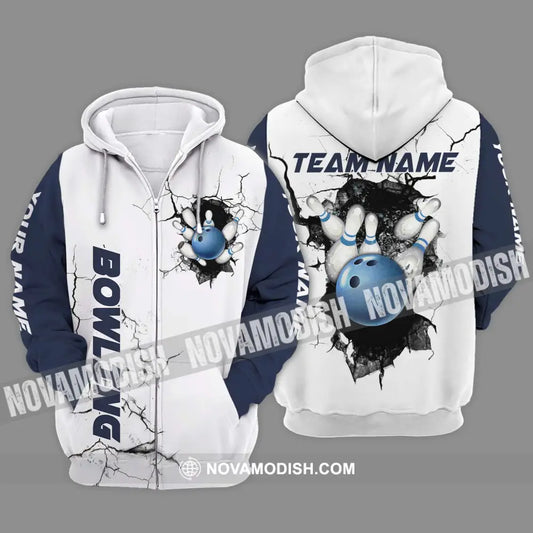Unisex Shirt - Custom Name The Bowling Player Sport Shirt Cracking Wall Zipper Hoodie / S T-shirt