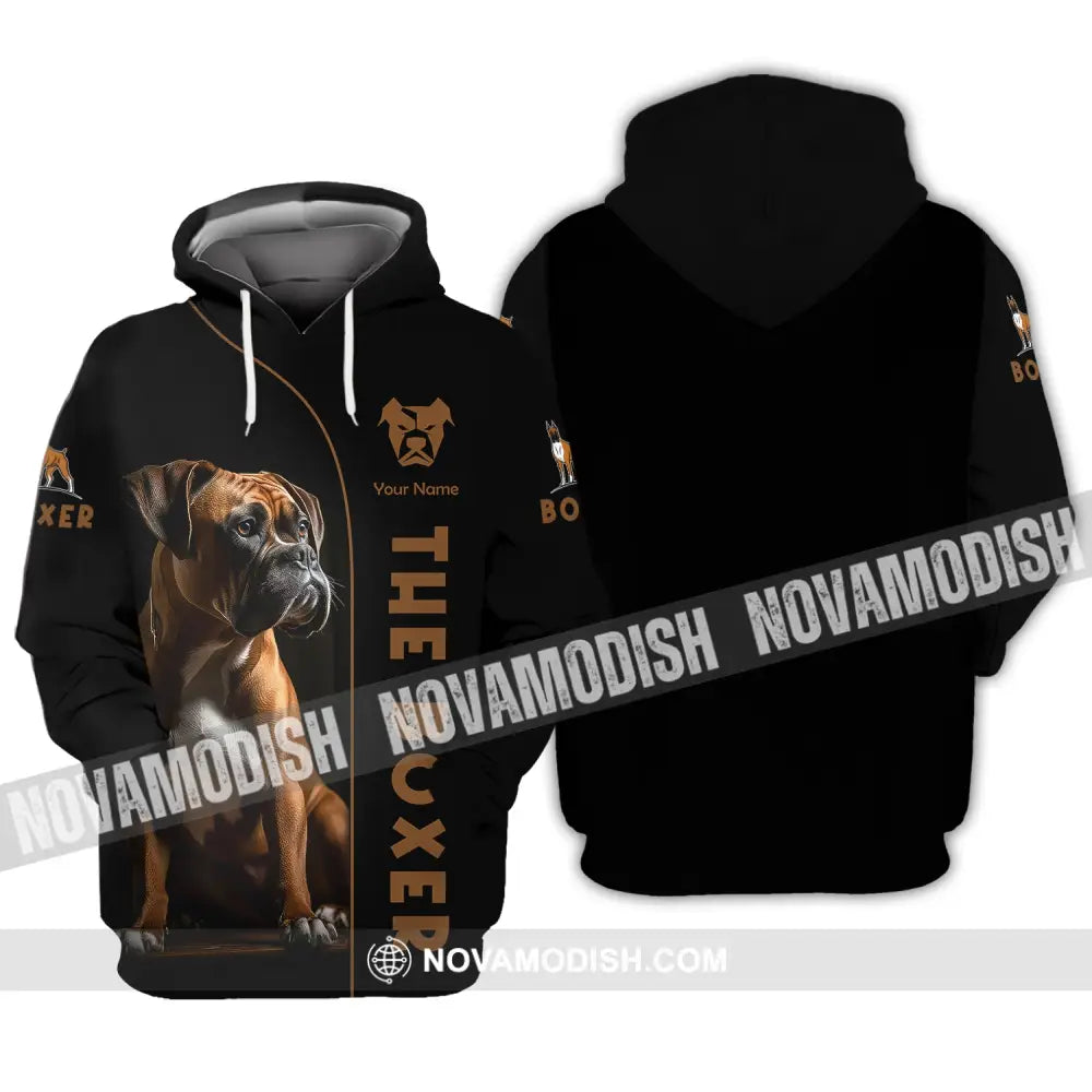 Unisex Shirt Custom Name The Boxer Dog 3D Gift For Pet Lovers Hoodie / S T-Shirt