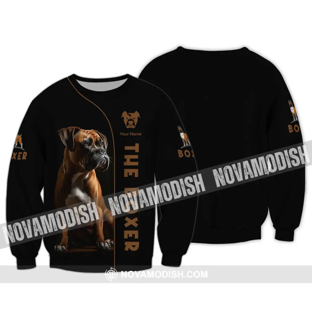 Unisex Shirt Custom Name The Boxer Dog 3D Gift For Pet Lovers Long Sleeve / S T-Shirt