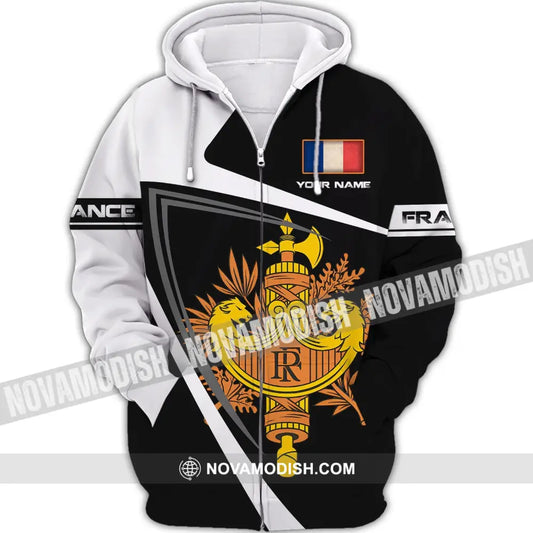 Unisex Shirt - Custom Name Shirt - The Coat Of Arms Of France Name Shirt Zipper Hoodie / S T-shirt