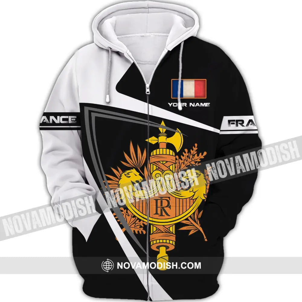 Unisex Shirt - Custom Name Shirt - The Coat Of Arms Of France Name Shirt Zipper Hoodie / S T-shirt