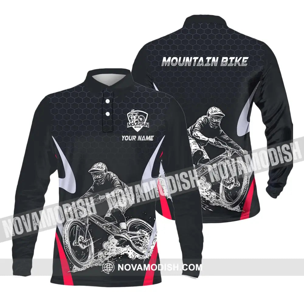 Unisex Shirt - Custom Name The Mountain Bike Player Sport Shirt Long Sleeve Polo / S T-shirt