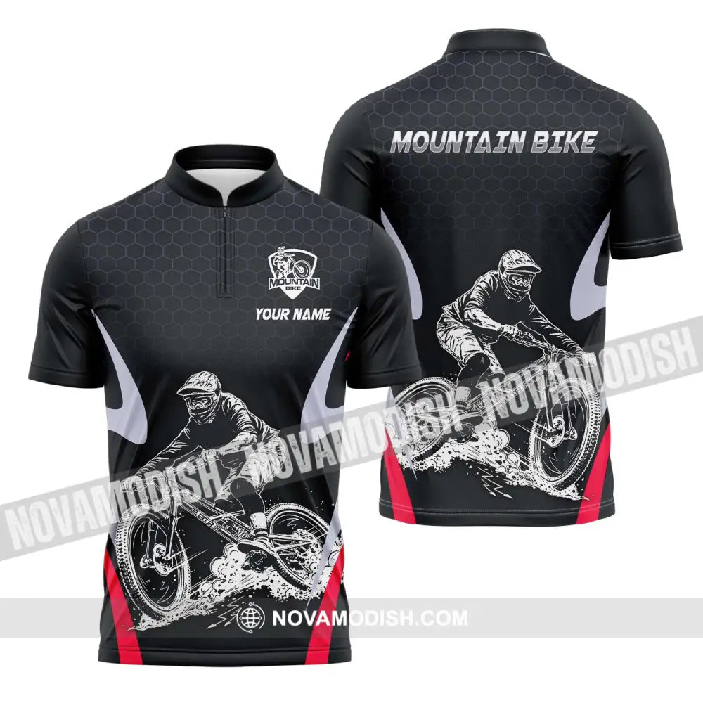 Unisex Shirt - Custom Name The Mountain Bike Player Sport Shirt Zipper Polo Shirt / S T-shirt