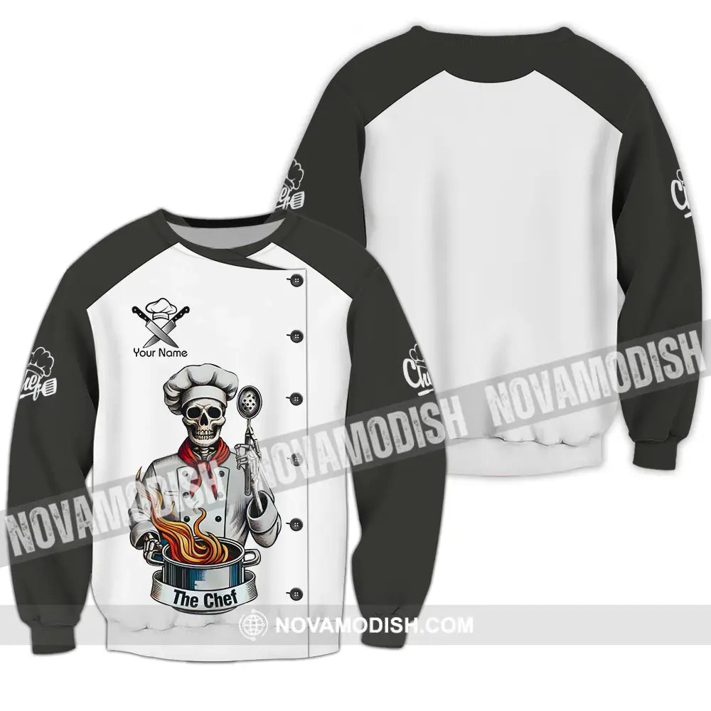 Unisex Shirt - Custom Name Shirt The Skull Chef Long Sleeve / S T-shirt