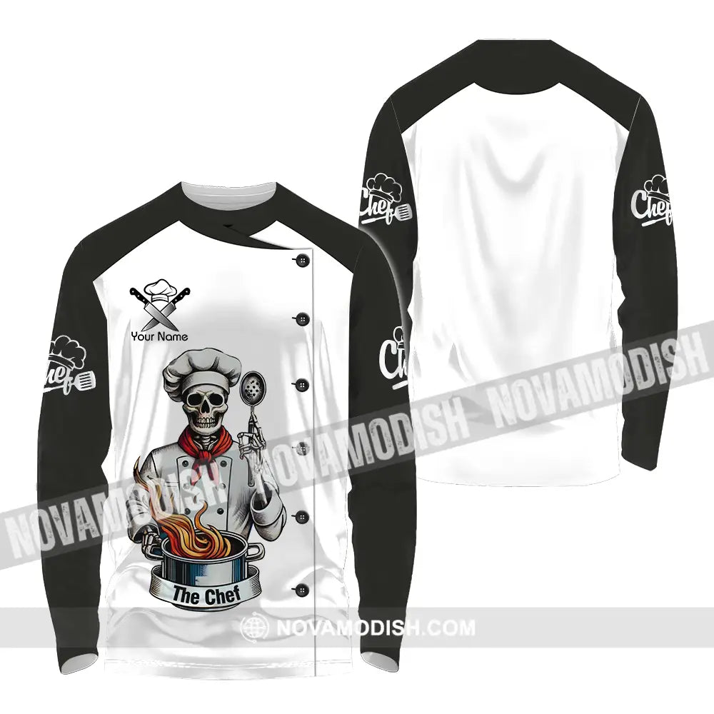 Unisex Shirt - Custom Name Shirt The Skull Chef Long Sleeve Shirt / S T-shirt
